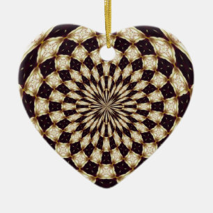 Ivory Kaleidoscope Flower Mandala Decor Ceramic Ornament