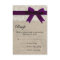 Ivory Lace and Burlap Look Plum RSVP Card
