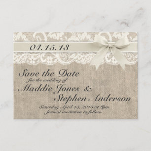 Ivory Lace & Burlap Wedding Save the Date