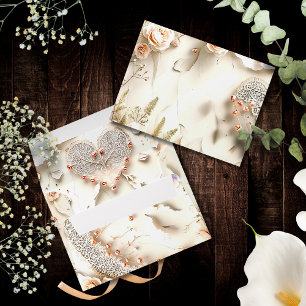 Ivory Lace Floral Romantic Spring Garden Envelope