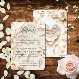 Ivory Lace Floral Romantic Spring Garden Wedding Enclosure Card