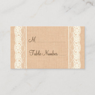 Ivory Lace & Light Burlap Place Card
