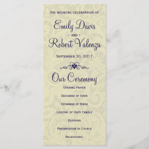Ivory Lace Royal Navy Bleu Programme de mariage fo