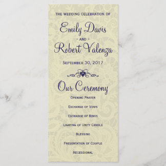 Ivory Lace Royal Navy Bleu Programme de mariage fo