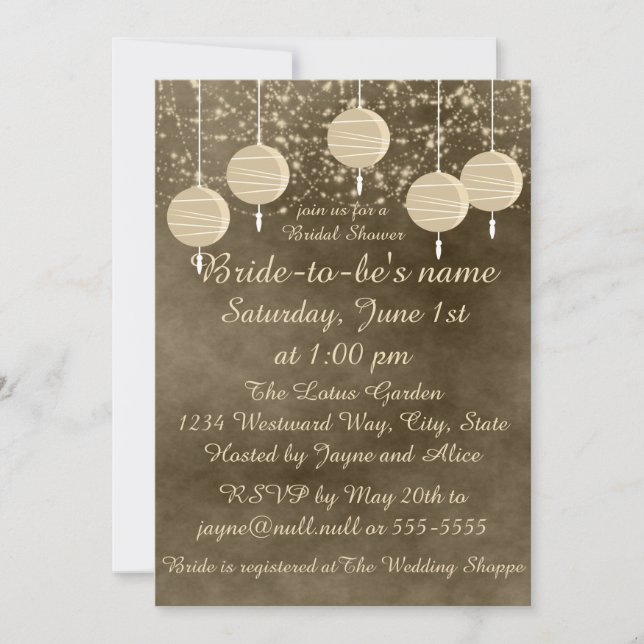 Ivory Lanterns Bridal Shower Invitation (Front)