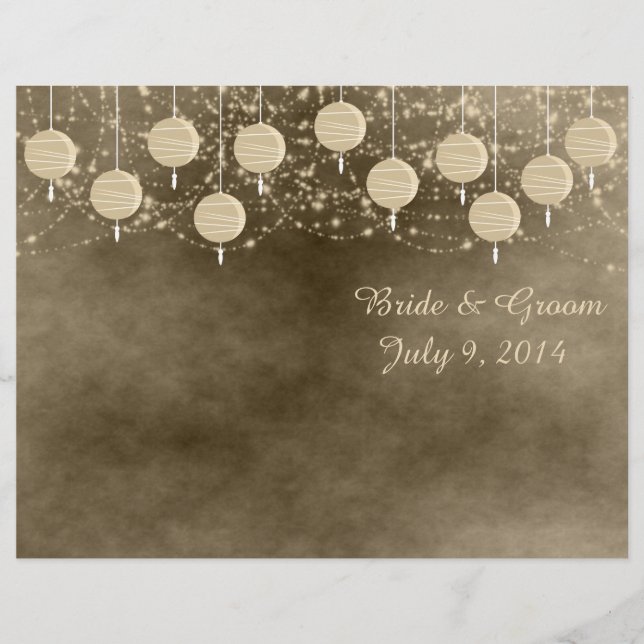 Ivory Lanterns Folded Wedding Program (Front)
