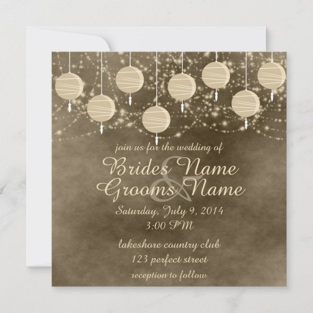 Ivory Lanterns Wedding Invitation (Front)