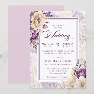 Ivory Lavender Botanical Wedding Invitation