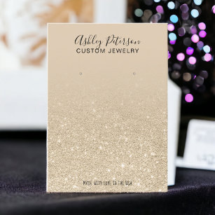Ivory light gold glitter jewellery earring display business card