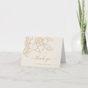Ivory Line Art Floral Elegant Wedding Thank You Card