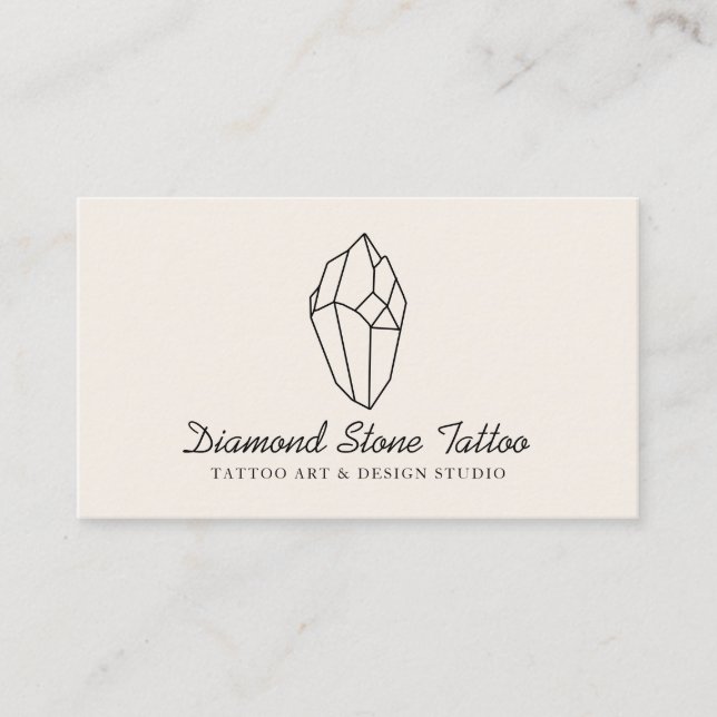 Ivory Linen Colour Stone Diamond Business Card (Front)