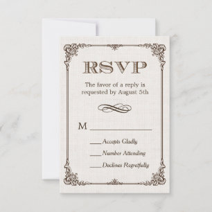 Ivory Linen Vintage Frame RSVP Reply