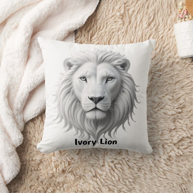 Ivory Lion Throw Pillow (Blanket)