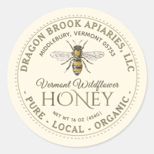 Ivory Local Organic Honey Label with honeybee