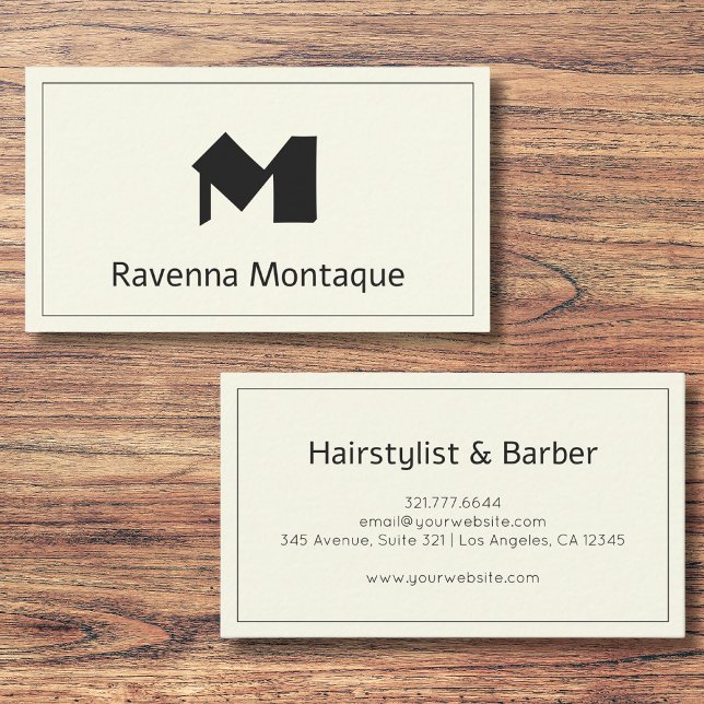Ivory Luxury Personalized Monogram Letter Name Business Card (Creator Uploaded)