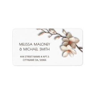 Ivory Magnolia 3D Flowers    Wedding Label