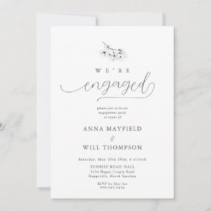 Ivory Magnolia Elegant Art Floral Chic Engagement Invitation