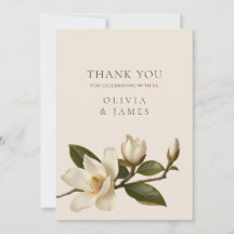 Ivory Magnolia Elegant Wedding Thank You Card