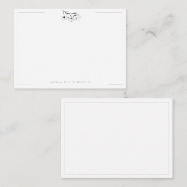 Ivory Magnolia Simple Class Elegant Wedding Couple Card (Front/Back)