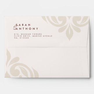 Ivory Mahogany Classic Elegant Wedding Damask Envelope
