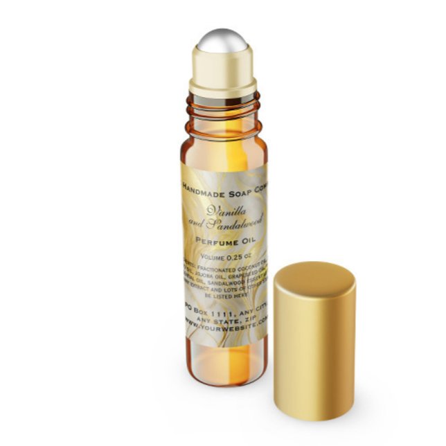 Ivory Marble and Faux Gold Perfume Roller Bottle Square Sticker (Creator Uploaded)