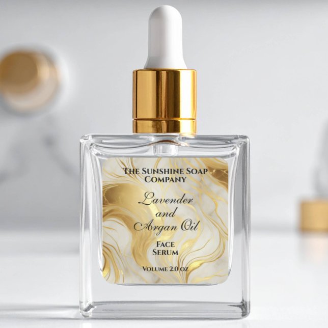 Ivory marble and gold foil dropper bottle label (Creator Uploaded)