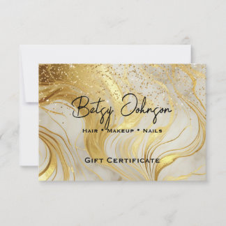 Ivory Marble & Gold Glitter Gift Certificate Card