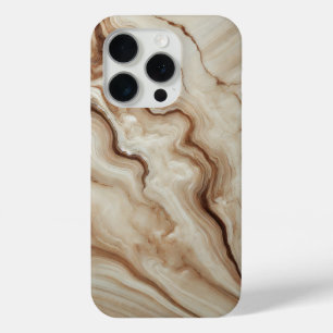 Ivory Marble with Brown Accents iPhone 15 Pro Case