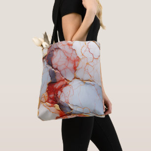 Ivory Marble with Crimson & Gold Veins Tote Bag