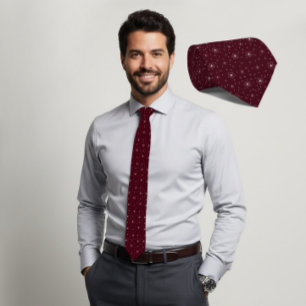 Ivory Micro Floral Dark Burgundy Tie