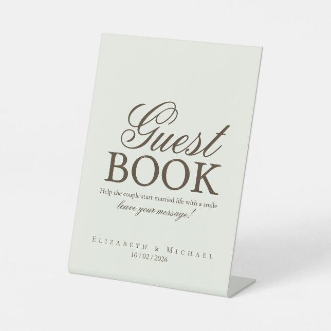 Ivory Minimalist Boho Guest Book Tabletop Sign (Front)