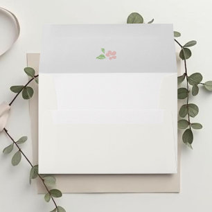 Ivory Minimalist Floral Wedding Envelope