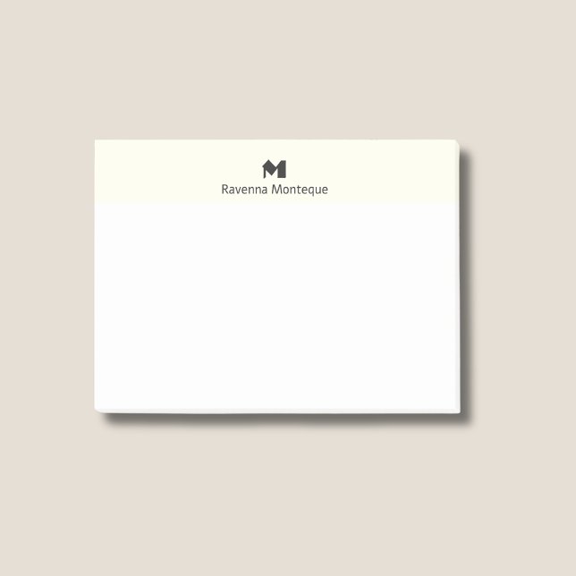 Ivory Modern Personalized Name Letter Monogram Post-it Notes (Creator Uploaded)