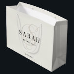 Ivory Monogram Personalized Bridesmaid Large Gift Bag<br><div class="desc">This cute personalized bridesmaid gift bag features personalized bridesmaid's name,  calligraphy monogram in ivory colour and wedding date. Change background and fonts colours easily if you like.</div>