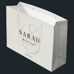 Ivory Monogram Personalized Bridesmaid Large Gift Bag<br><div class="desc">This cute personalized bridesmaid gift bag features personalized bridesmaid's name,  calligraphy monogram in ivory colour and wedding date. Change background and fonts colours easily if you like.</div>