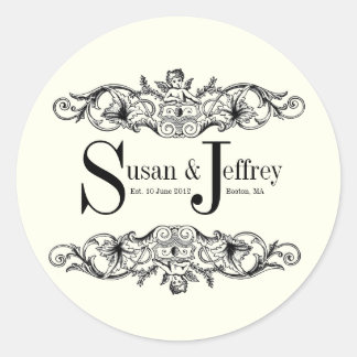 Ivory Monogramme Nom du logo Date Étiquette Mariag