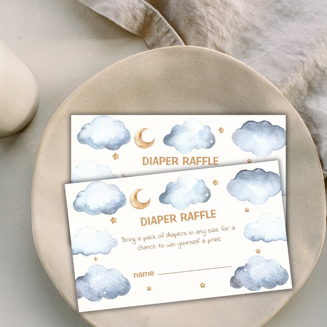 Ivory Moon Stars Twinkle Diaper Raffle Baby Shower Enclosure Card (Ivory Moon Stars Twinkle Diaper Raffle Baby Shower Enclosure Card)