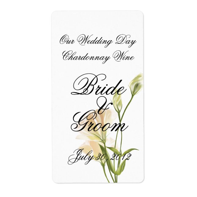 Ivory MoonFlower  Wedding Wine Avery Label (Front)