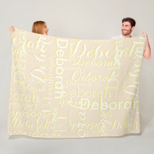 Ivory Names on Champagne Timeless Style Fleece Blanket