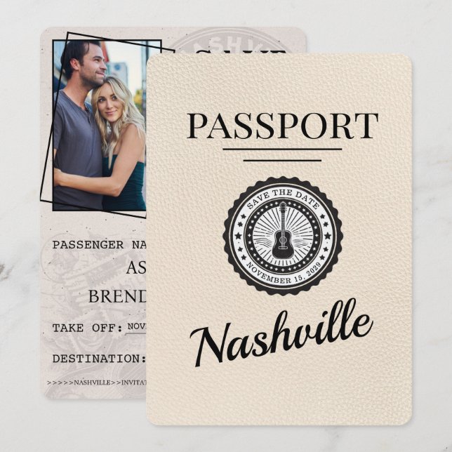 Ivory Nashville Passport Save The Date (Front/Back)