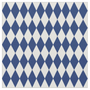 Ivory & Navy Blue Harlequin Diamonds Fabric