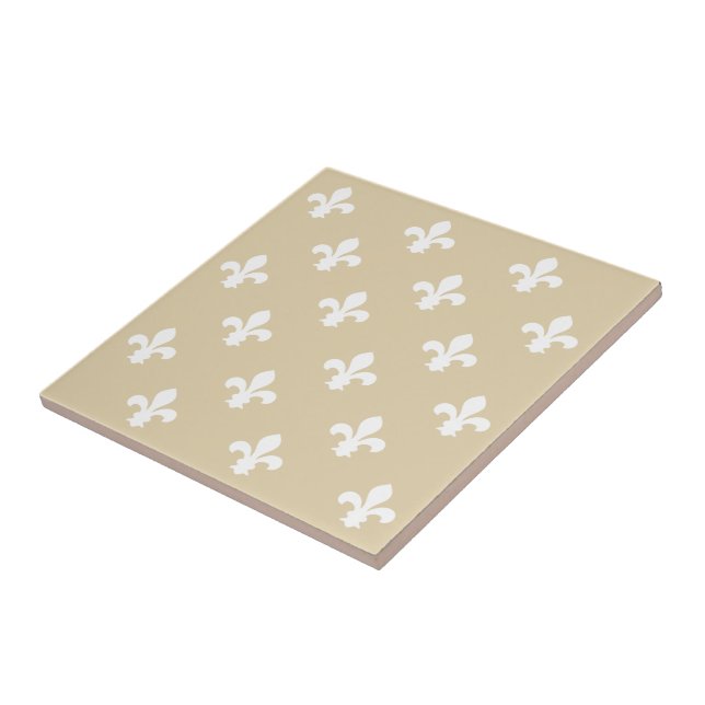 Ivory Neutral Fleur de Lys Tile (Side)