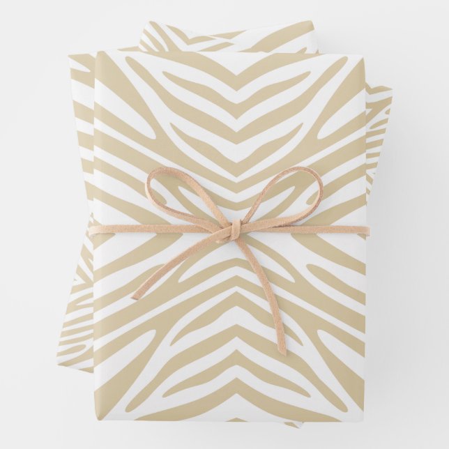 Ivory Neutral Zebra Wrapping Paper Sheet (In situ)