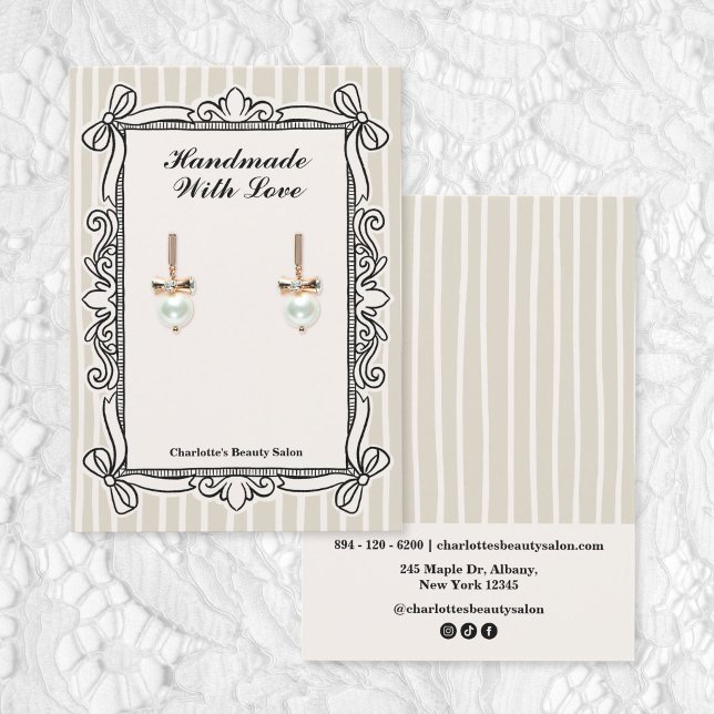 Ivory Ornate Bow Frame Earring Display Cards (Ivory Ornate Bow Frame Earring Display Cards)
