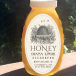 Ivory Oval & Queenline Honey Label (Vintage Skep)<br><div class="desc">Personalize this honey jar label with your name or business name,  contact info,  address and honey net weight. Common honey net weight conversions: 8oz (227g),  12oz (340g),  16oz (454g),  32oz (907g),  5lb (2.27kg). Ivory label with thin border and vintage skep design. (Fits 16 oz Queenline Classic Honey Jars.)</div>
