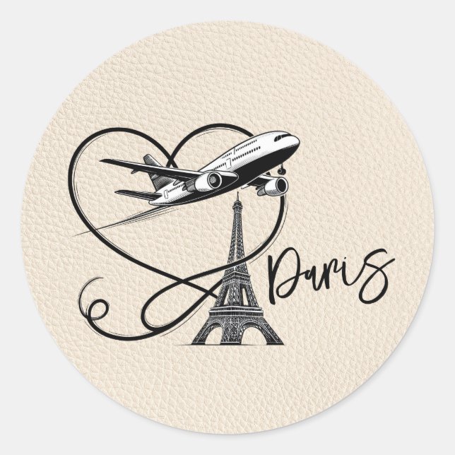 Ivory Paris Passport  Classic Round Sticker (Front)
