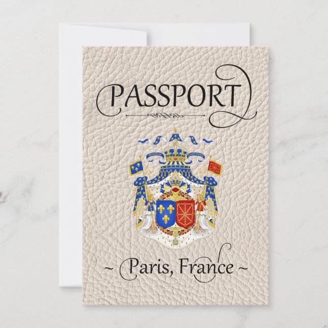 Ivory Paris Passport Save the Date Card (Front)