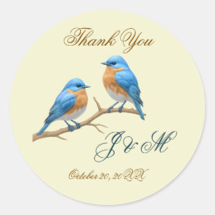 Ivory Pastel Lovebirds Romantic Bluebirds Wedding Classic Round Sticker