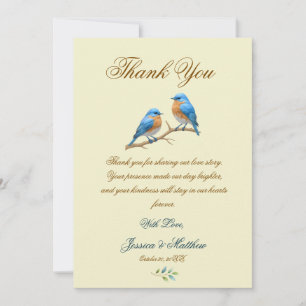 Ivory Pastel Lovebirds Romantic Bluebirds Wedding Thank You Card