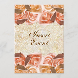 Ivory peach rose birthday wedding invitation